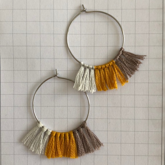 Handmade Tassel Hoop Earrings - Picture 3 of 4